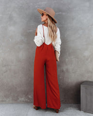 Stand Out Wide Leg Adjustable Overalls - Rust Oshnow