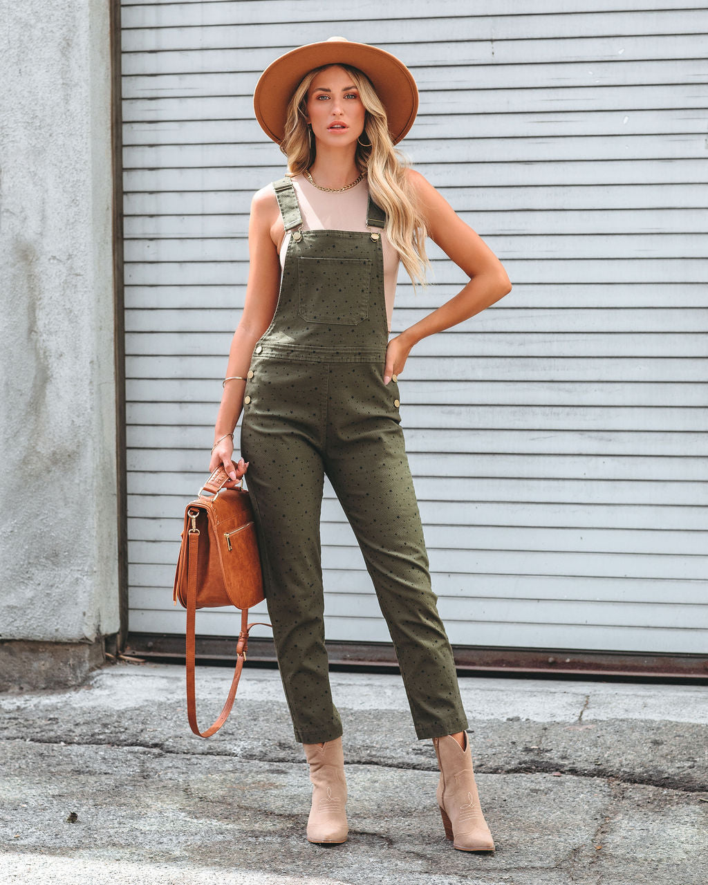 Stargazer Cotton Overalls - Olive - SALE Oshnow