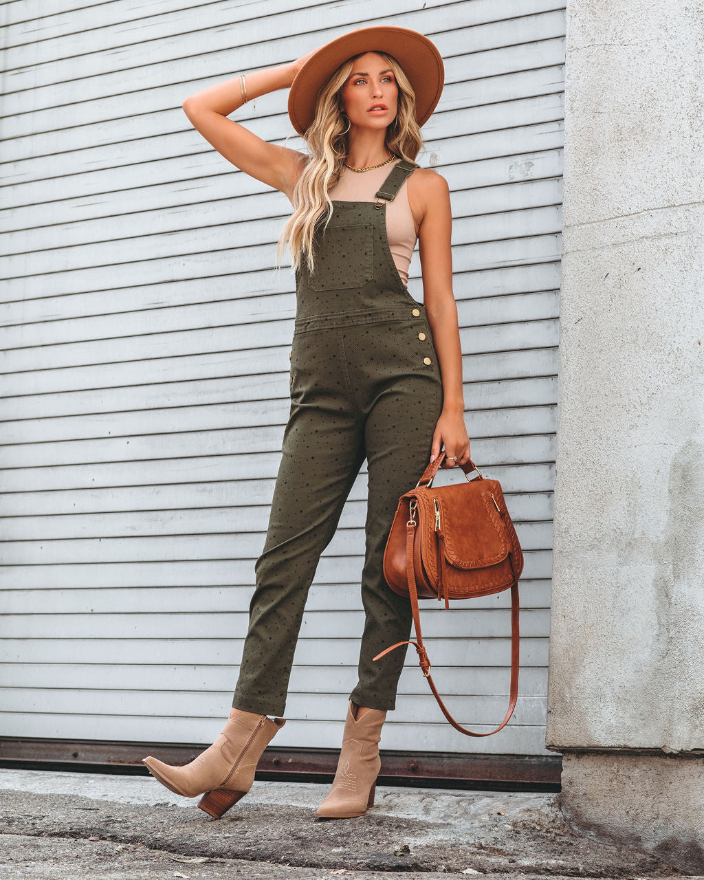 Stargazer Cotton Overalls - Olive - SALE Oshnow