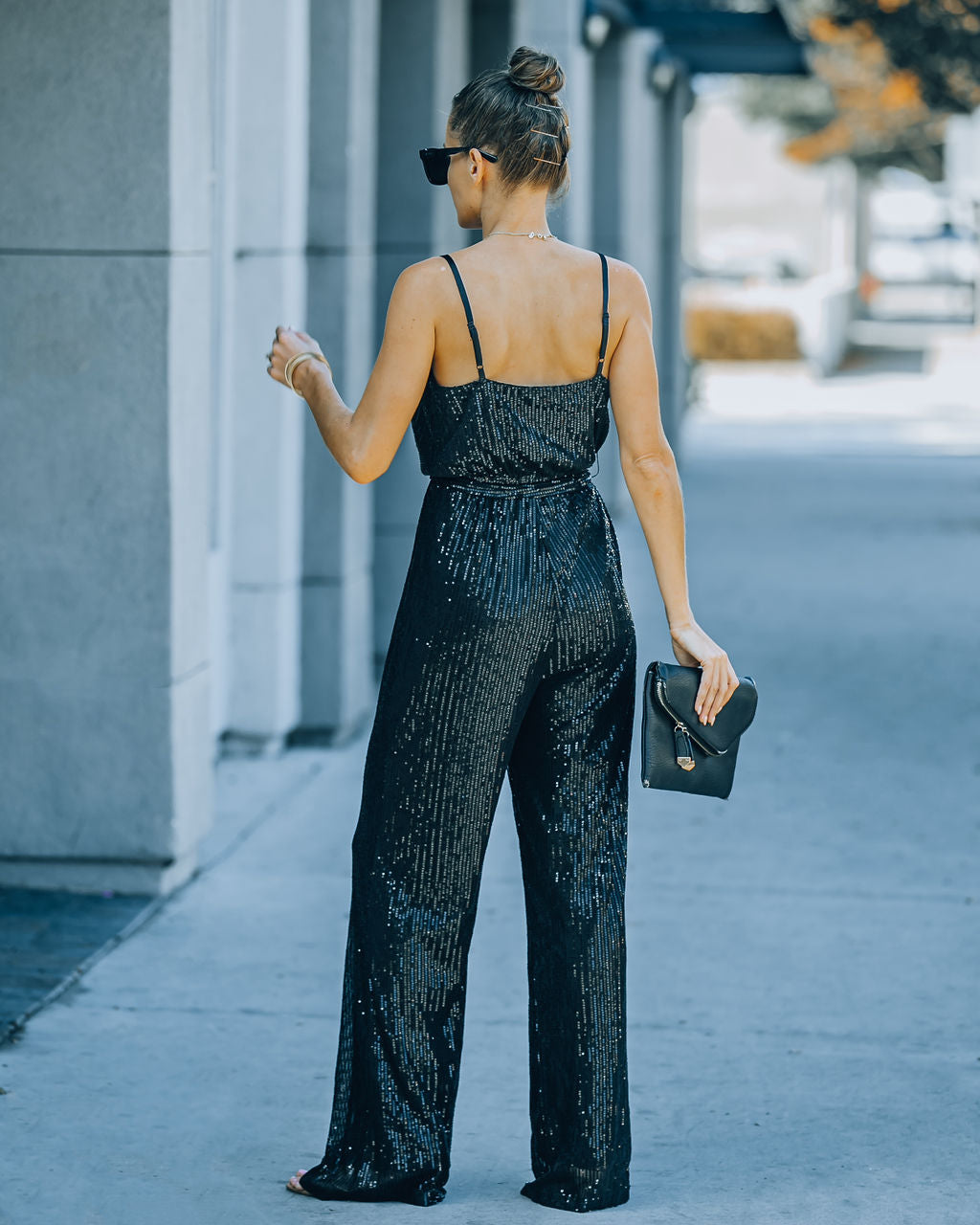 Starry Night Sequin Jumpsuit - Black Oshnow