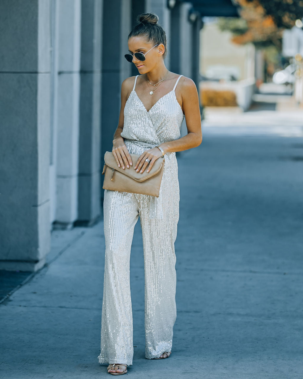 Starry Night Sequin Jumpsuit - Champagne Oshnow