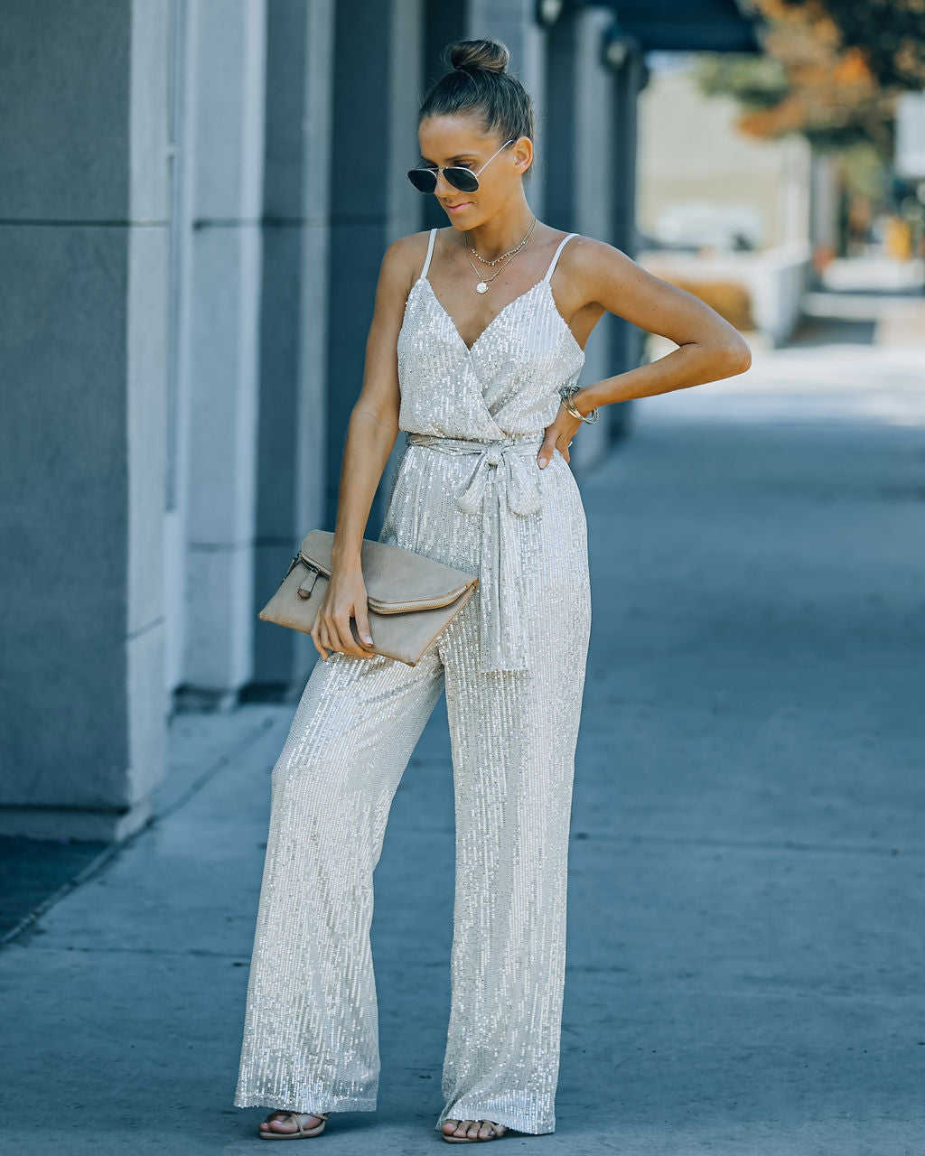 Starry Night Sequin Jumpsuit - Champagne Oshnow