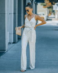 Starry Night Sequin Jumpsuit - Champagne Oshnow