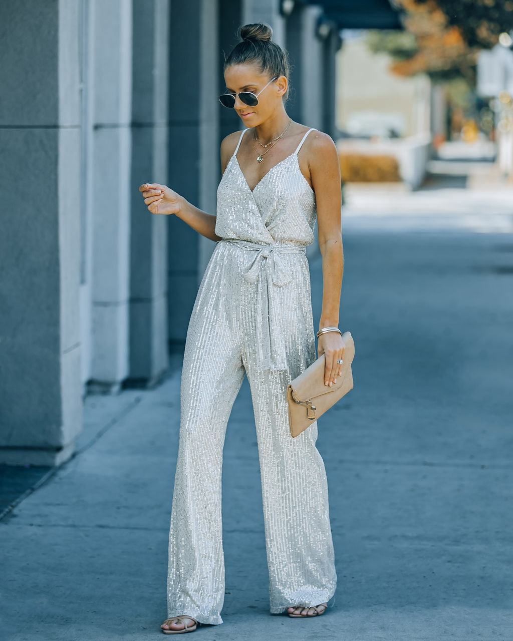 Starry Night Sequin Jumpsuit - Champagne Oshnow