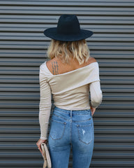 Stop And Stare Asymmetrical Off Shoulder Bodysuit - Sand Oshnow