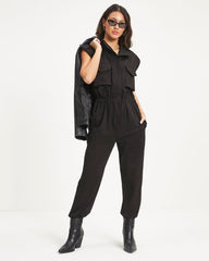 Stronger Than Ever Pocketed Jumpsuit - Black Oshnow