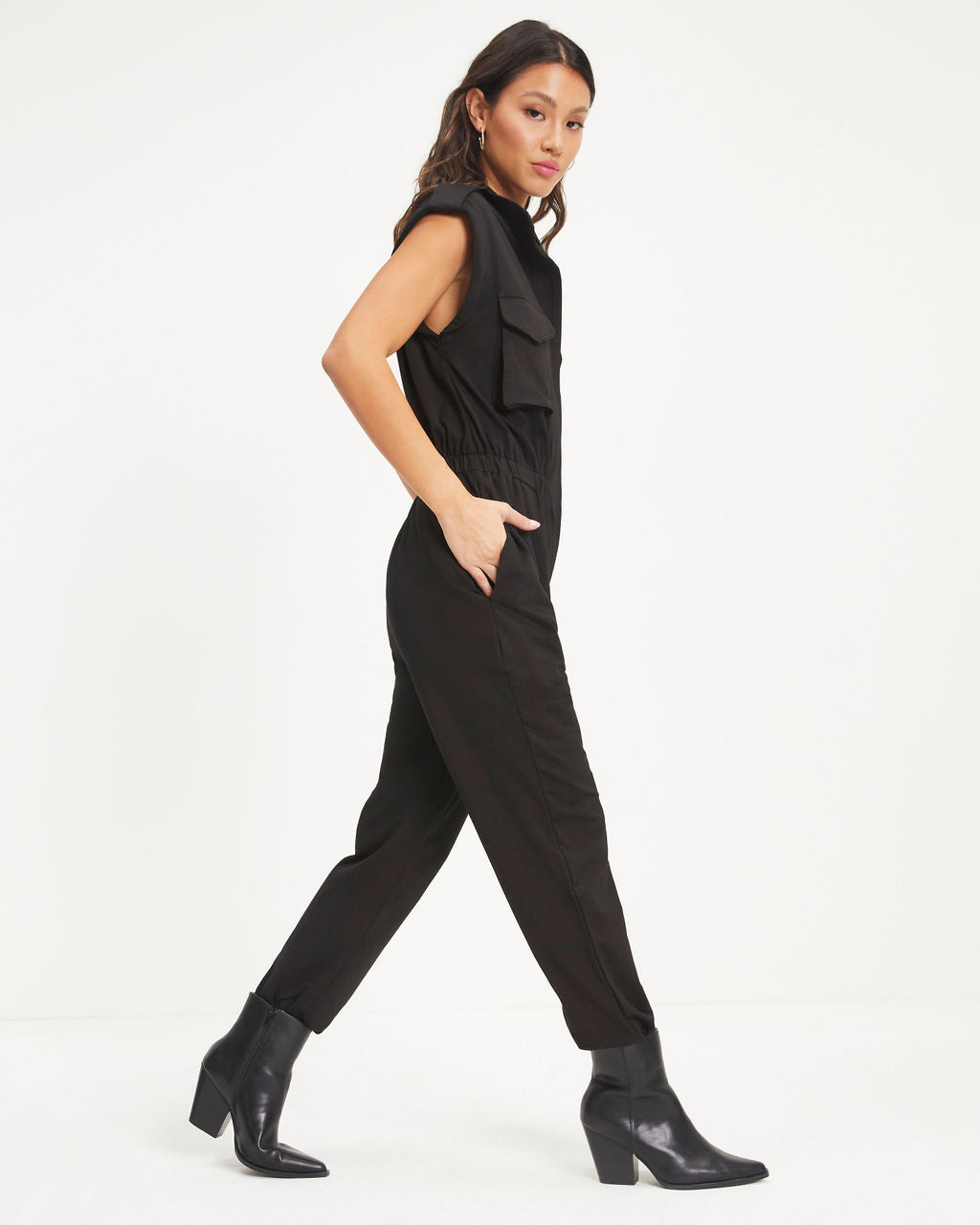 Stronger Than Ever Pocketed Jumpsuit - Black Oshnow