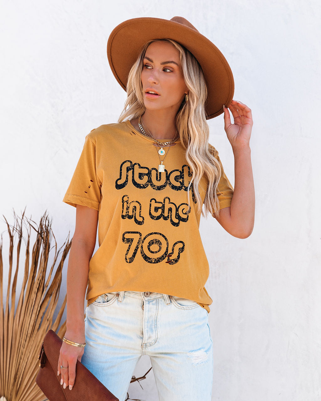 Stuck In The 70's Distressed Cotton Tee Oshnow