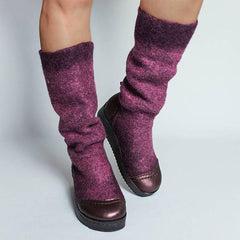 Stylish Mixed Colors Slip On Platform High Boots Oshnow