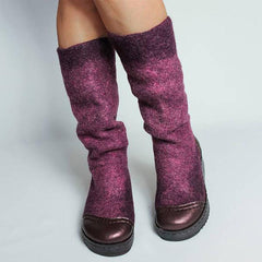 Stylish Mixed Colors Slip On Platform High Boots Oshnow