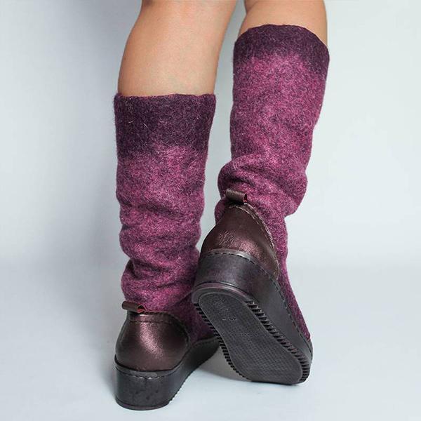 Stylish Mixed Colors Slip On Platform High Boots Oshnow
