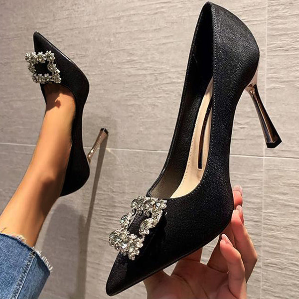 Suede Pointed Toe Stiletto High Heels Slip-on Dress Pumps Oshnow