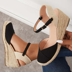 Suisecloths Platform Espadrilles Wedge Sandals Closed Toe Slip on Pumps