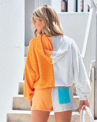 Summer Gal Cotton Hooded Pullover - Orange Grey Combo Oshnow