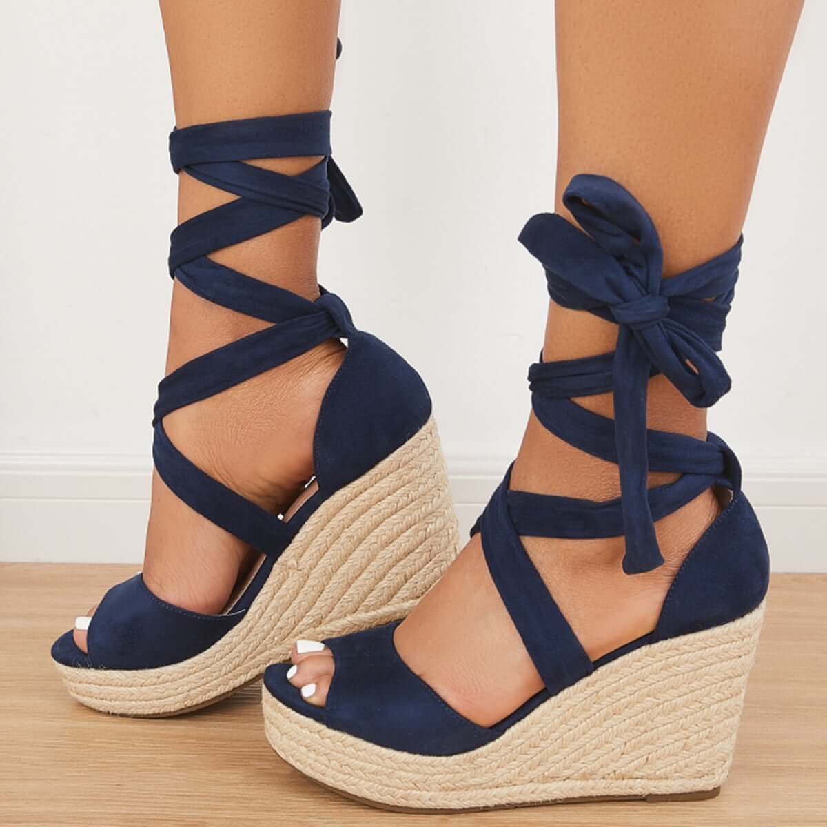 Summer Lace Up Espadrille Heel Platform Wedge Sandals Oshnow