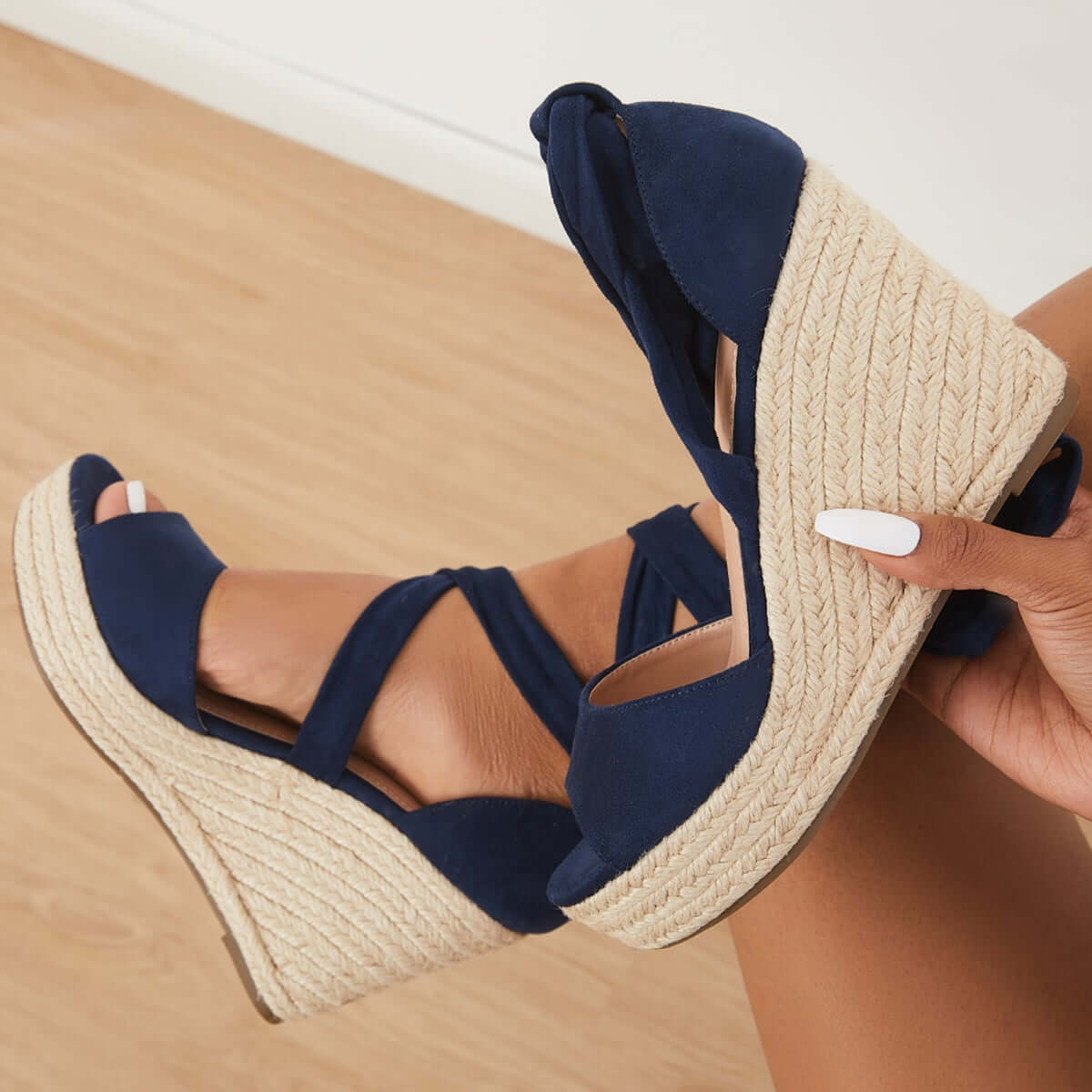 Summer Lace Up Espadrille Heel Platform Wedge Sandals Oshnow