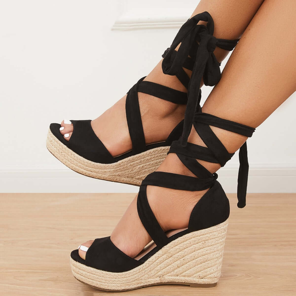 Summer Lace Up Espadrille Heel Platform Wedge Sandals Oshnow