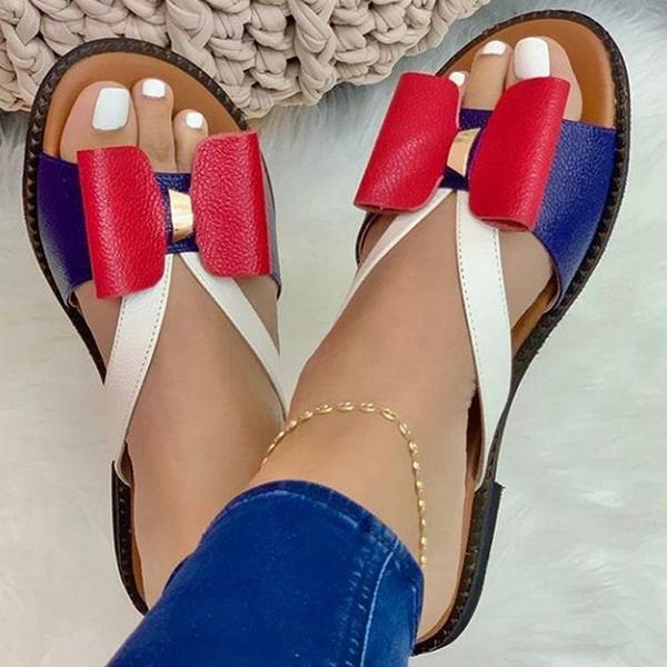 Summer Retro Rubber Soft Sole Bow Slippers Oshnow