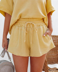 Sumner Cotton Pocketed Frayed Shorts - Yellow Oshnow