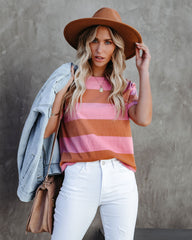 Sun-Sational Cotton Striped Tee - Pink Oshnow