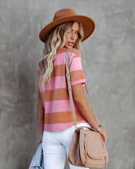 Sun-Sational Cotton Striped Tee - Pink Oshnow