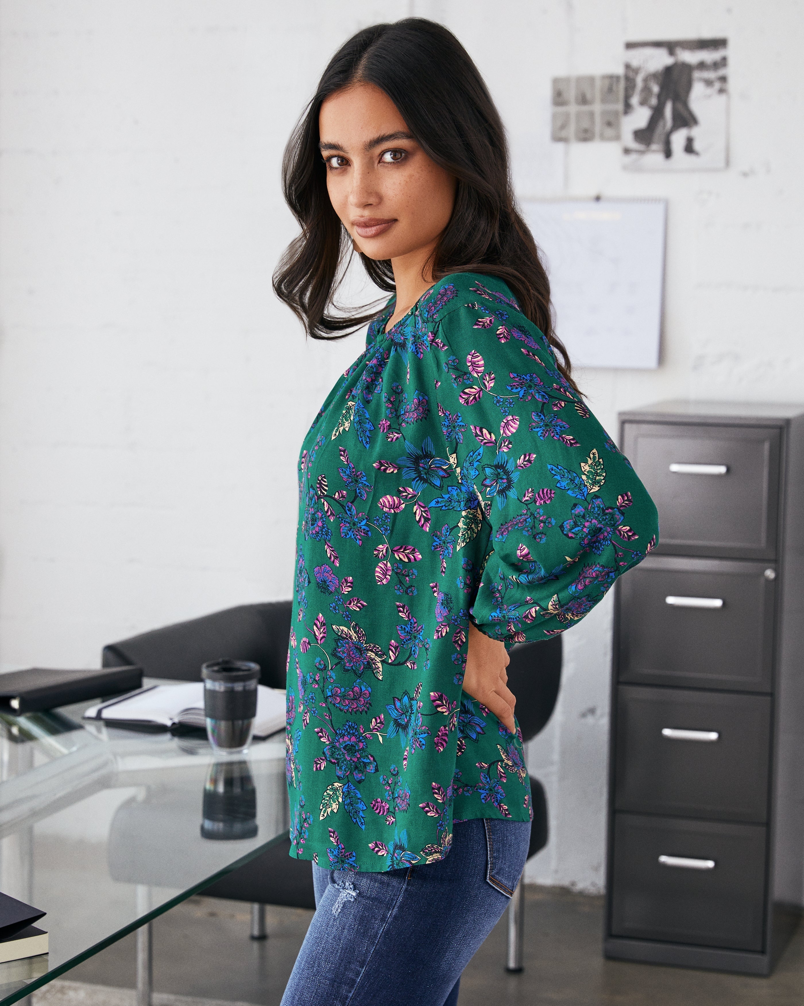 Sundale Floral Split Neck Blouse Oshnow