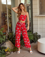 Sunshine For The Soul Floral Halter Crop Top Oshnow