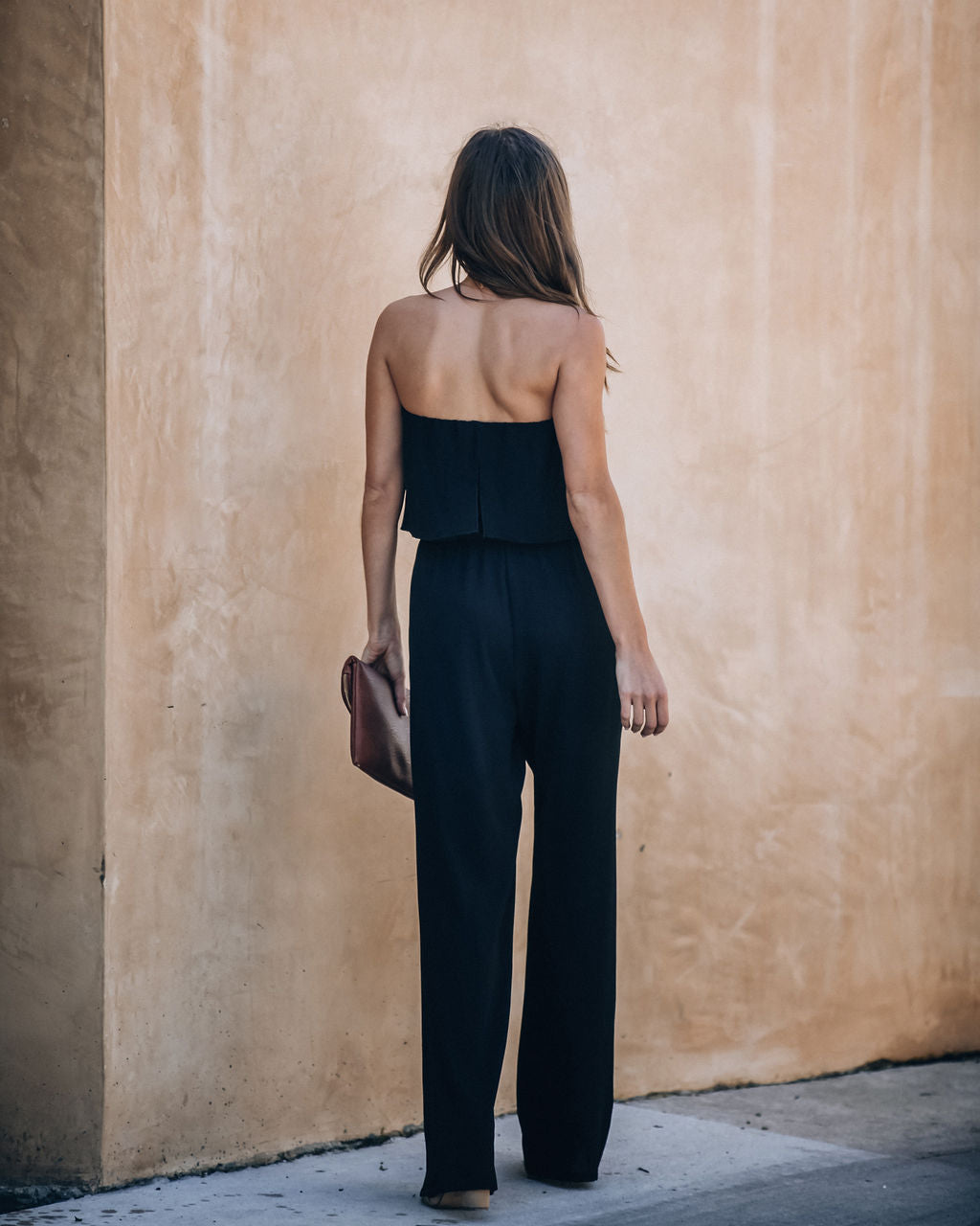 Supreme Strapless Pocketed Jumpsuit - Black Oshnow