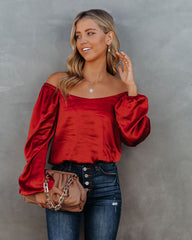 Sweeney Satin Billowed Blouse - Scarlet Oshnow