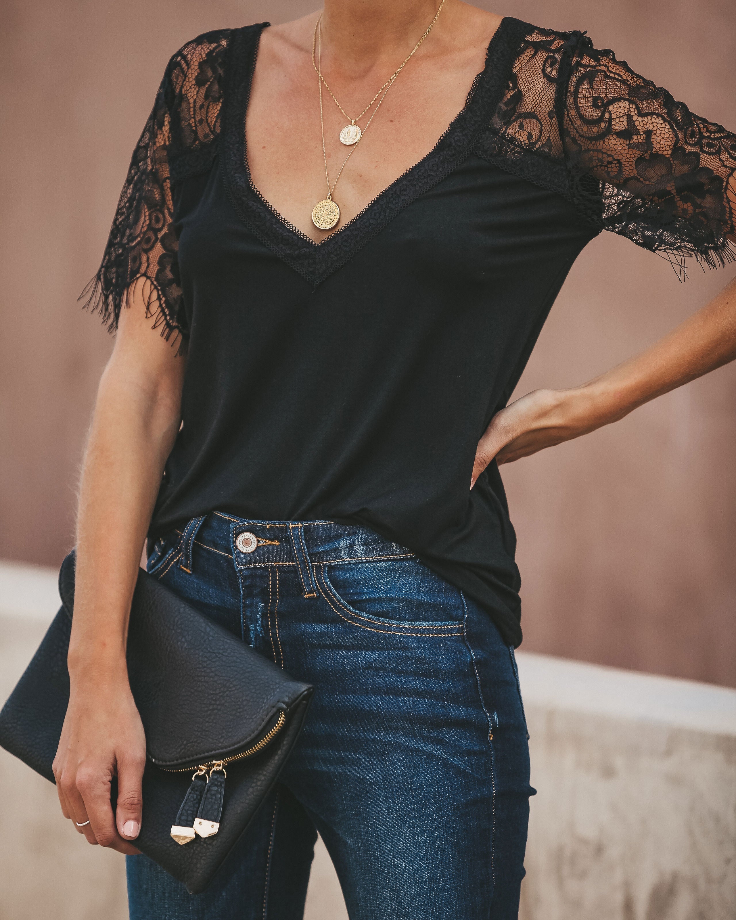 Sweet Side Lace Top - Black Oshnow