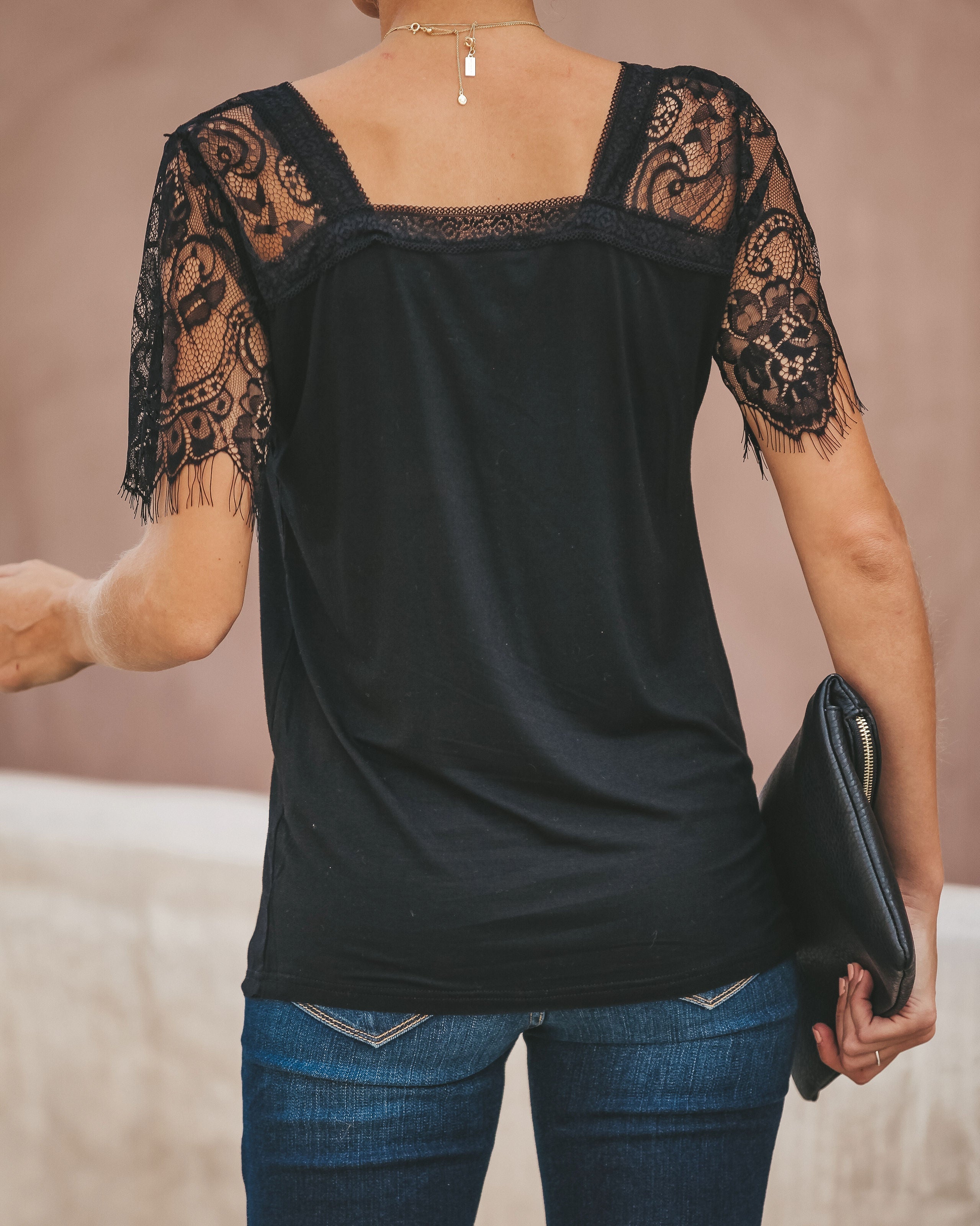 Sweet Side Lace Top - Black Oshnow