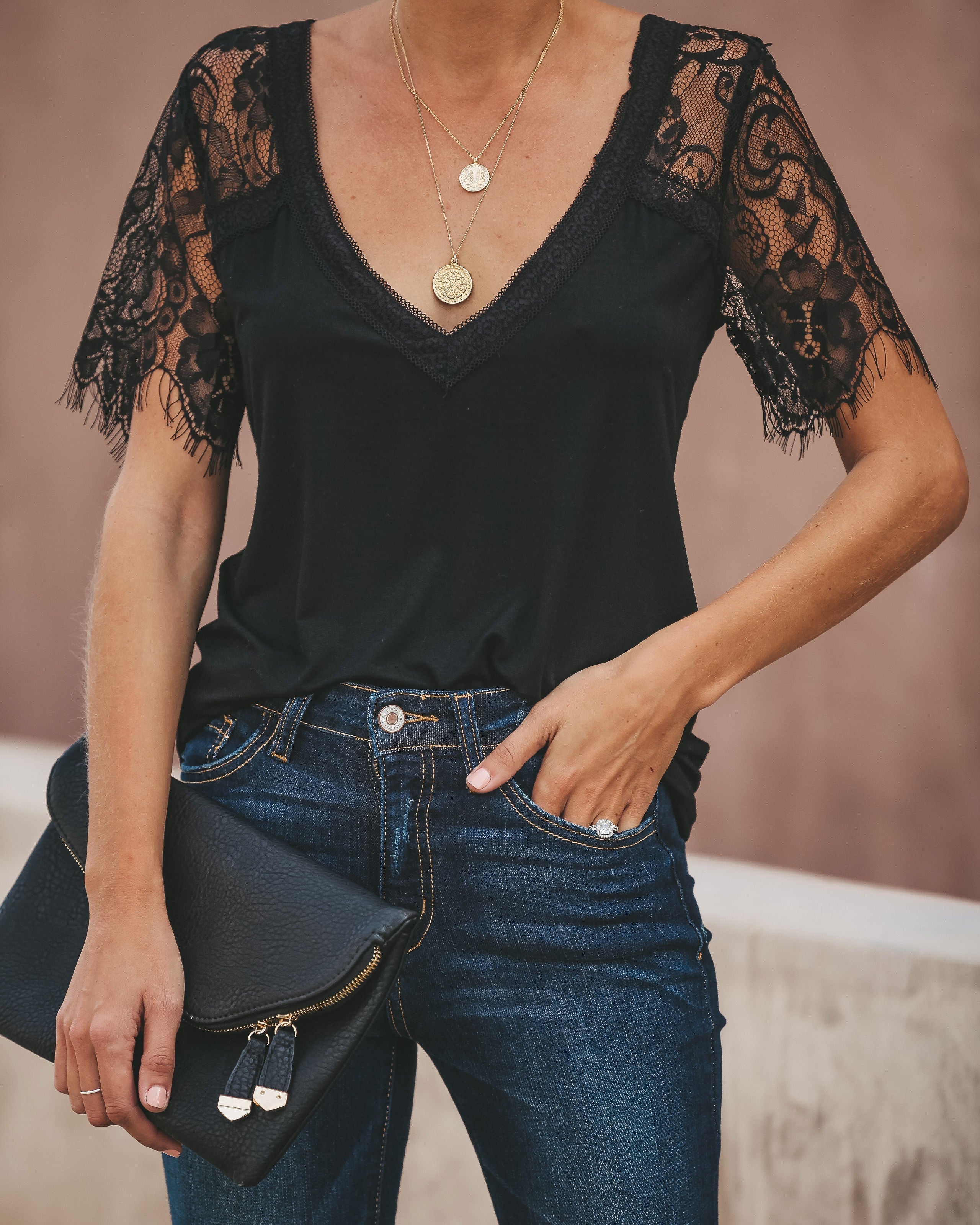 Sweet Side Lace Top - Black Oshnow