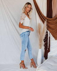 Sweet Side Lace Top - Toasted Almond Oshnow