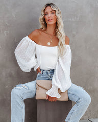 Sweetwater Swiss Dot Ribbed Bodysuit - Off White Oshnow