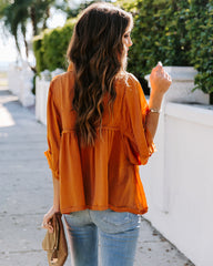 Tabitha Satin Babydoll Blouse - Burnt Orange Oshnow