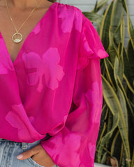 Tailynn Floral Ruffle Bodysuit - Hot Pink Oshnow