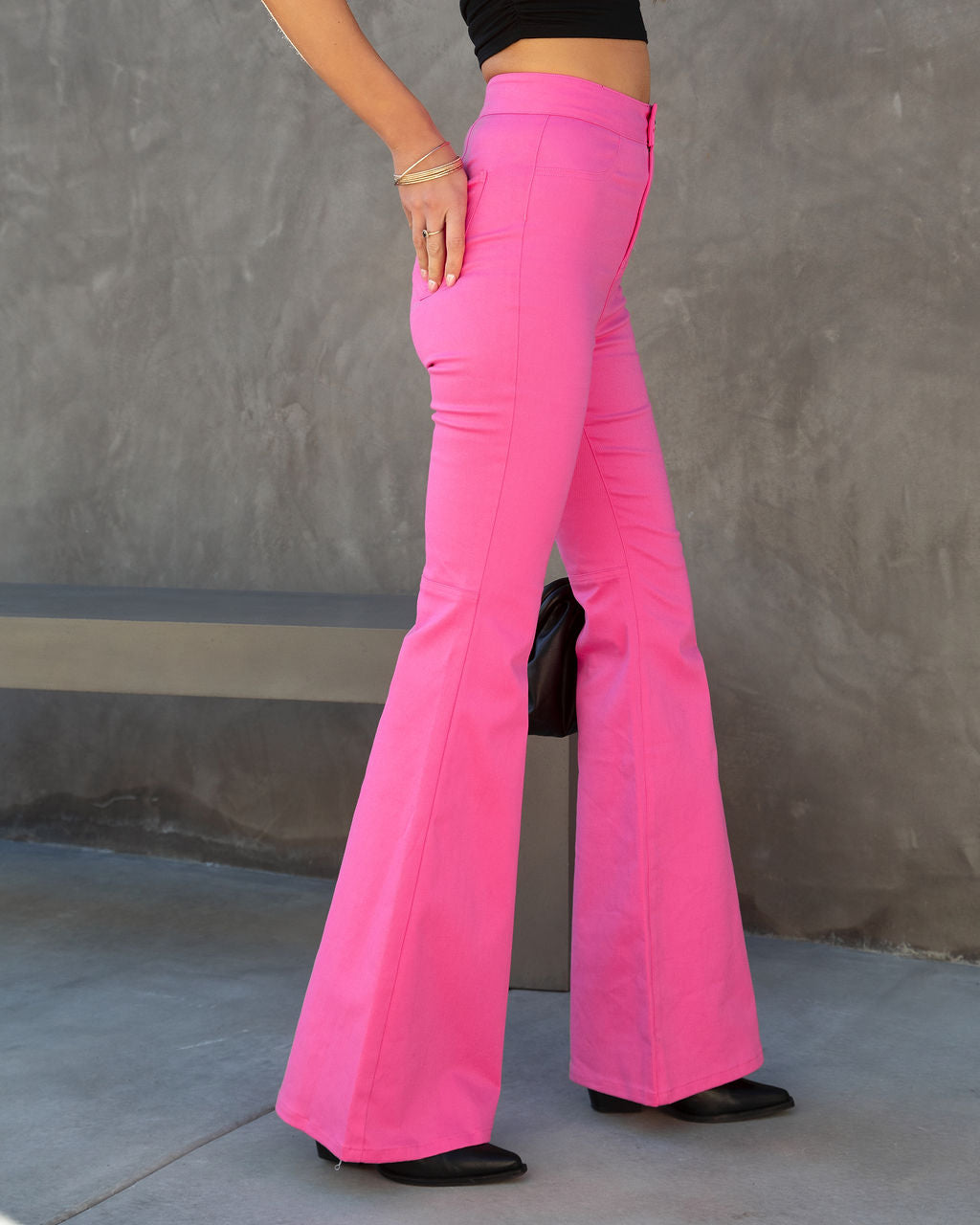 Take A Trip High Rise Flare Pants - Pink Oshnow