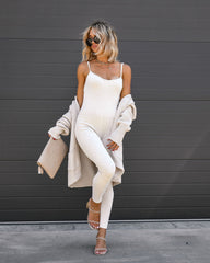 Take It Easy Cotton Jumpsuit - Oatmeal - SALE Oshnow