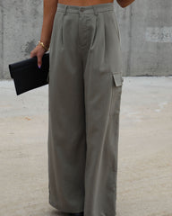 Taking It Back High Waisted Wide Leg Cargo Pants - Olive Oshnow