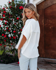 Talise Cotton Button Down Frayed Top - White Oshnow