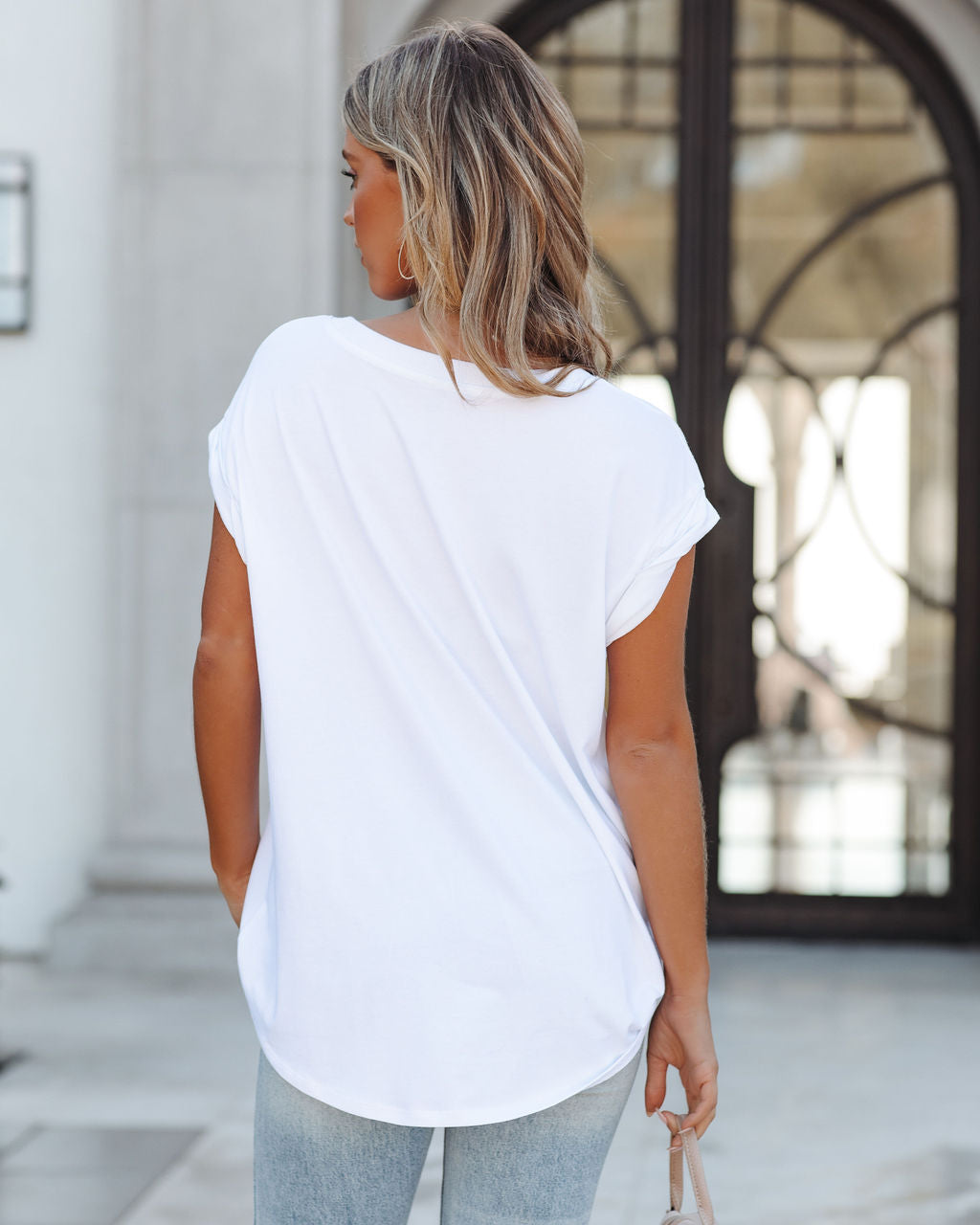 Tally Cotton Modal Tee - White Oshnow