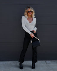 Tamia Striped V-Neck Bodysuit - Black/White Oshnow