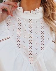 Tarragon Cotton Eyelet Top - White Oshnow