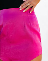 Tate Satin Mini Skirt - Hot Pink Oshnow