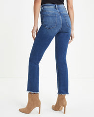 Tatum High Rise Stretch Frayed Straight Jeans - SALE Oshnow