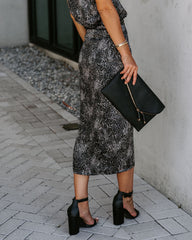 Taurus Snake Print Wrap Midi Skirt Oshnow