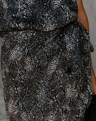 Taurus Snake Print Wrap Midi Skirt Oshnow