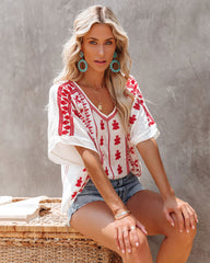 Tavoro Cotton Embroidered Top Oshnow