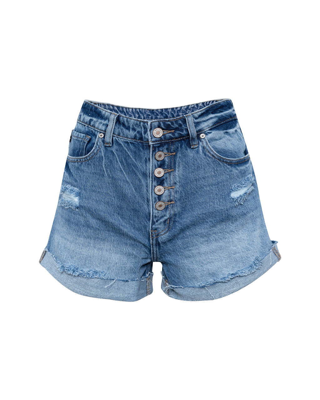 Tempo High Rise Cuffed Denim Shorts Oshnow