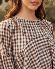 Tensey Checkered Babydoll Blouse Oshnow